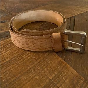 Warm brown leather belt